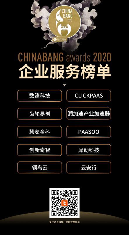 慧安金科斩获ChinaBang Awards 2020企业服务年度榜单
