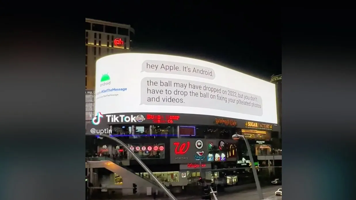 谷歌在拉斯维加斯投放户外广告：请苹果不要在 RCS 上掉链子